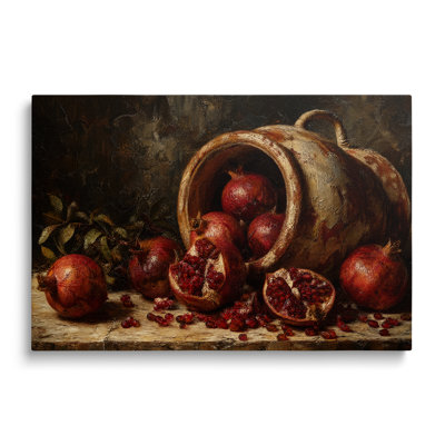 Pomegranate Fruit Still Life Painting Print on Canvas - 20x30"