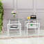 Ensemble de 2 tables basses carrées en verre trempé pour le salon, transparent / blanc, durable Élégant