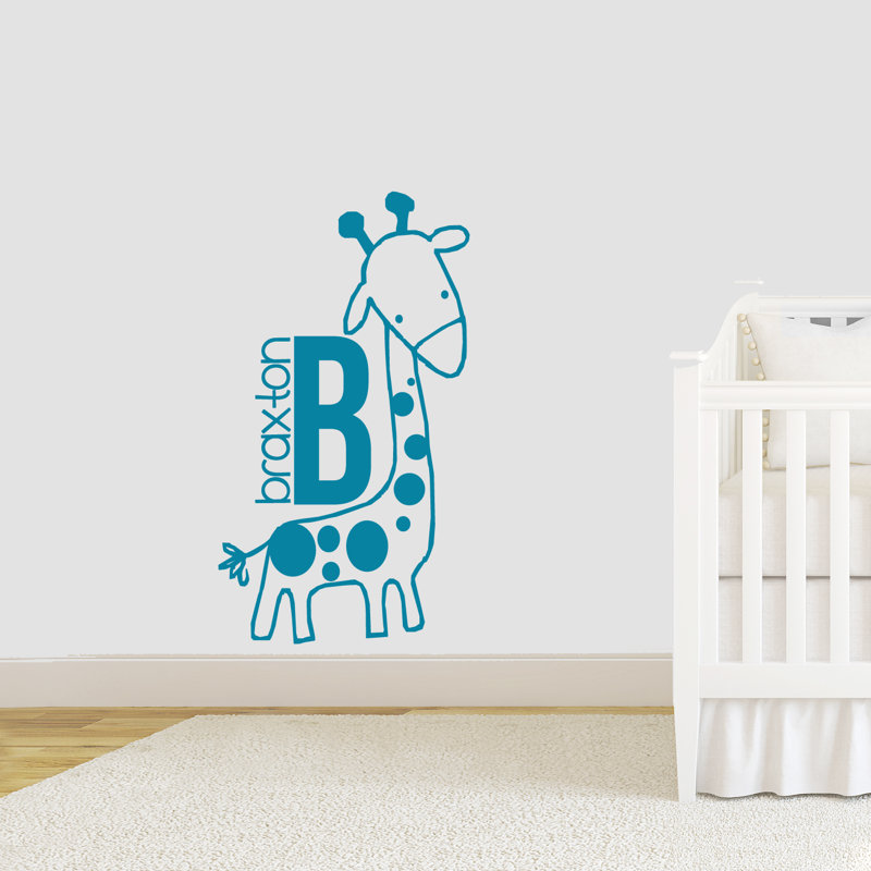 Adhésif décoratif girafe personnalisé, Bleu sarcelle, Oui