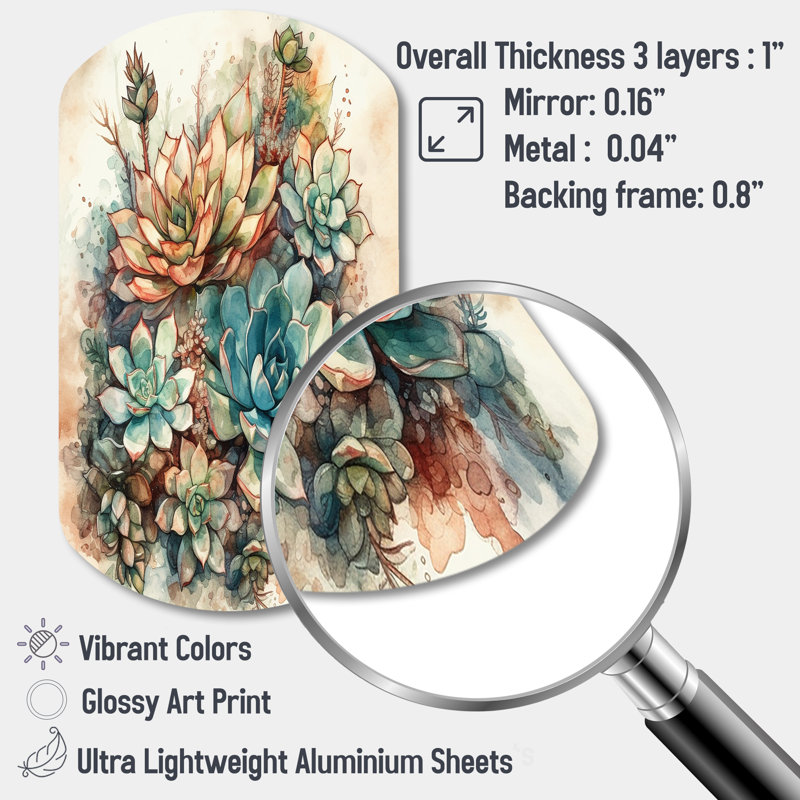 Thetis - Cactus cylindrique, art mural asymétrique en métal, H 31 po x l 19 po