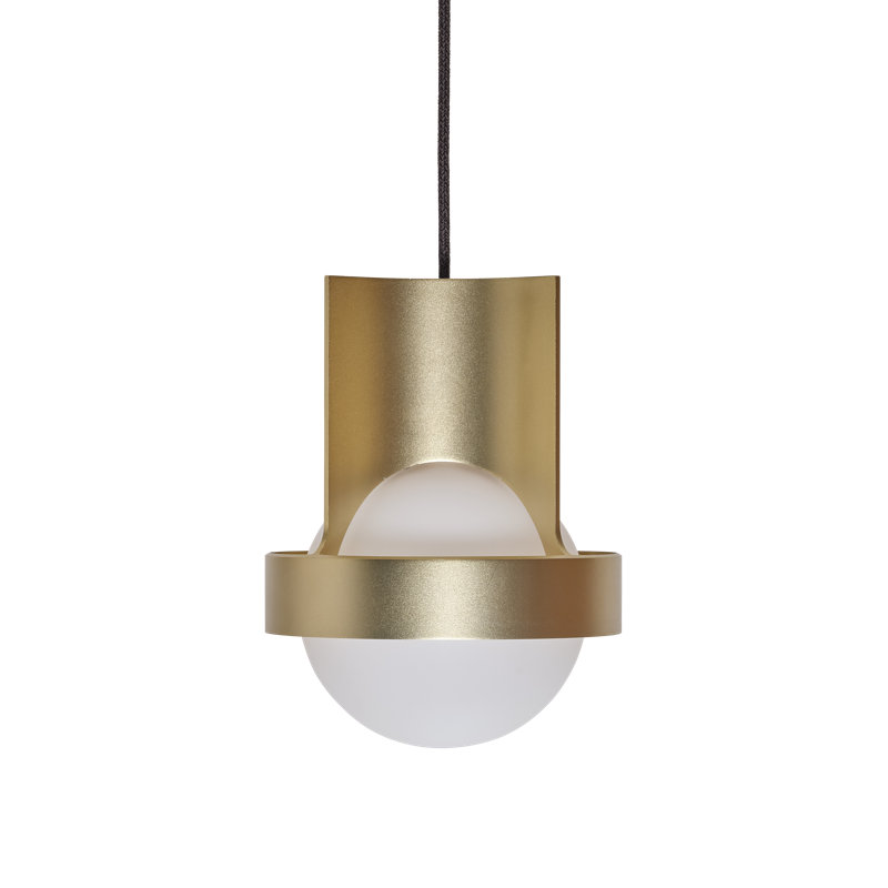 Loop Single Pendant In Dark Grey With Sphere IV, Gold