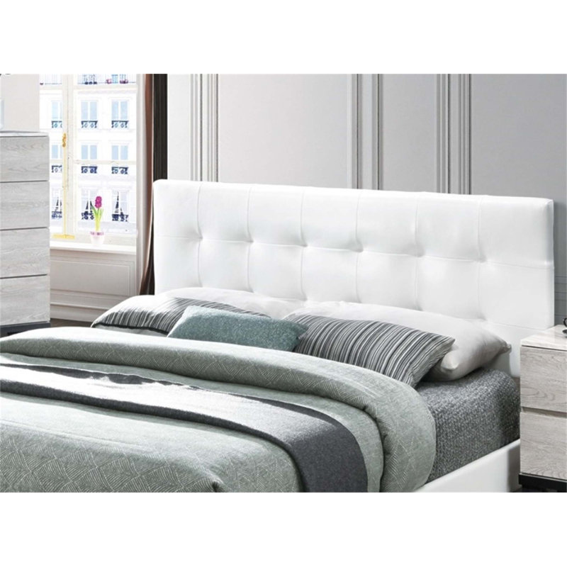 Lit tapissier moderne en similicuir avec tête de lit réglable et pieds de support centraux, pour les chambres contemporaines