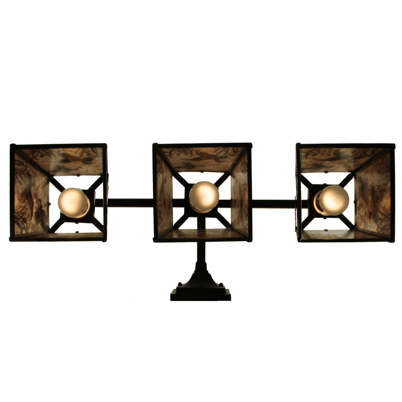 Black Rustic 3-Light Vanity Sconce with Wildlife Design