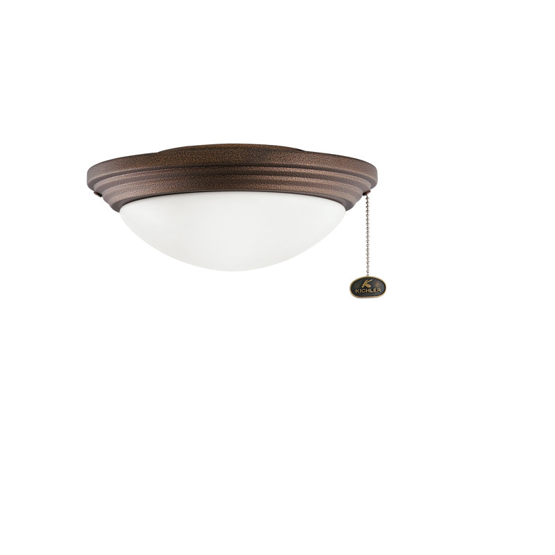 Ensemble d'éclairage extérieur pour bol et ventilateur de plafond à DEL 2 lumières, Cuivre délavé thermolaqué