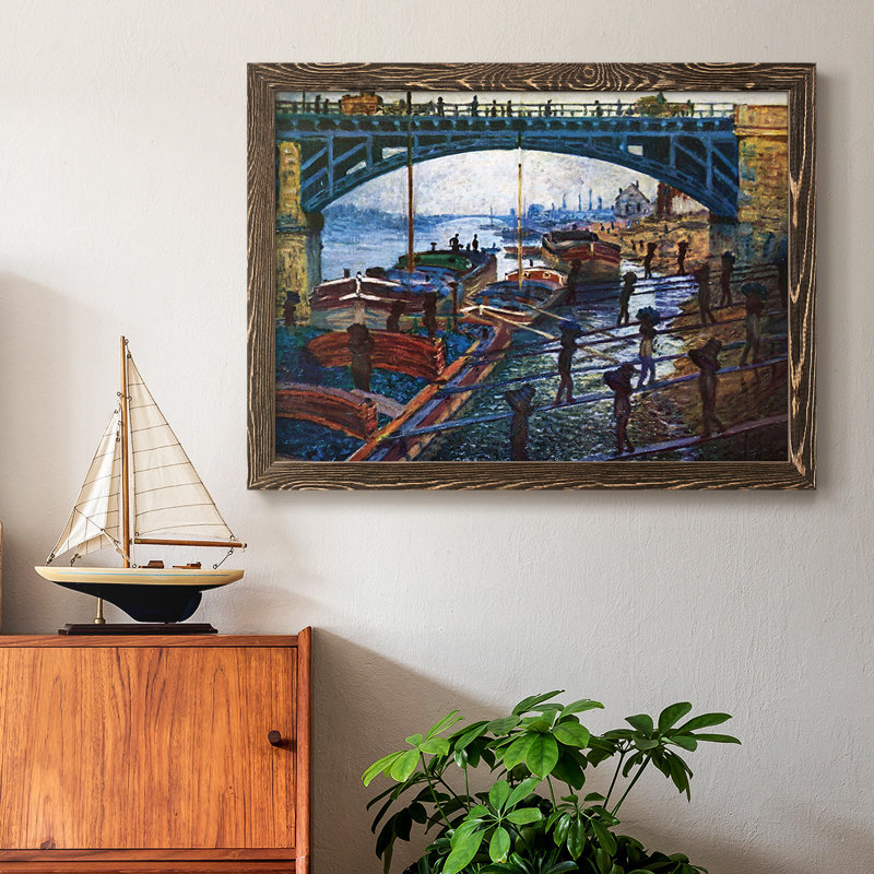 «The Coal Carrier», peinture sur toile encadrée, Noyer, H 14 po x l 20 po x P 1,5 po