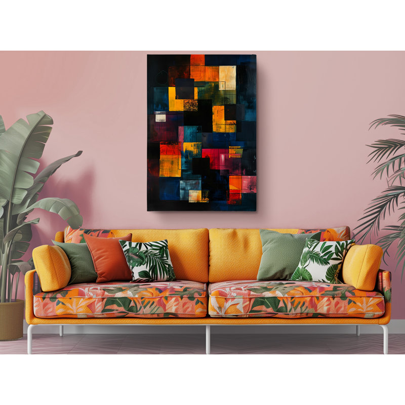 Reproduction d'art moderne moderne sur toile Mid-Century coloré, décoration murale moderne pour la maison et le bureau