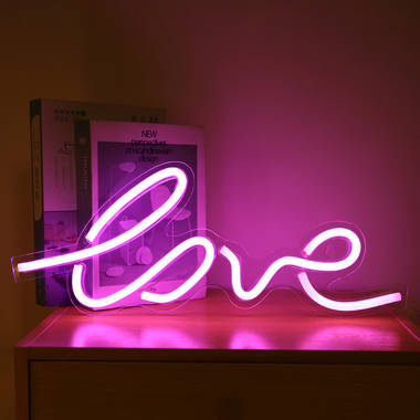 Glow LED Love Acrylic Neon Style Light Box in Pink