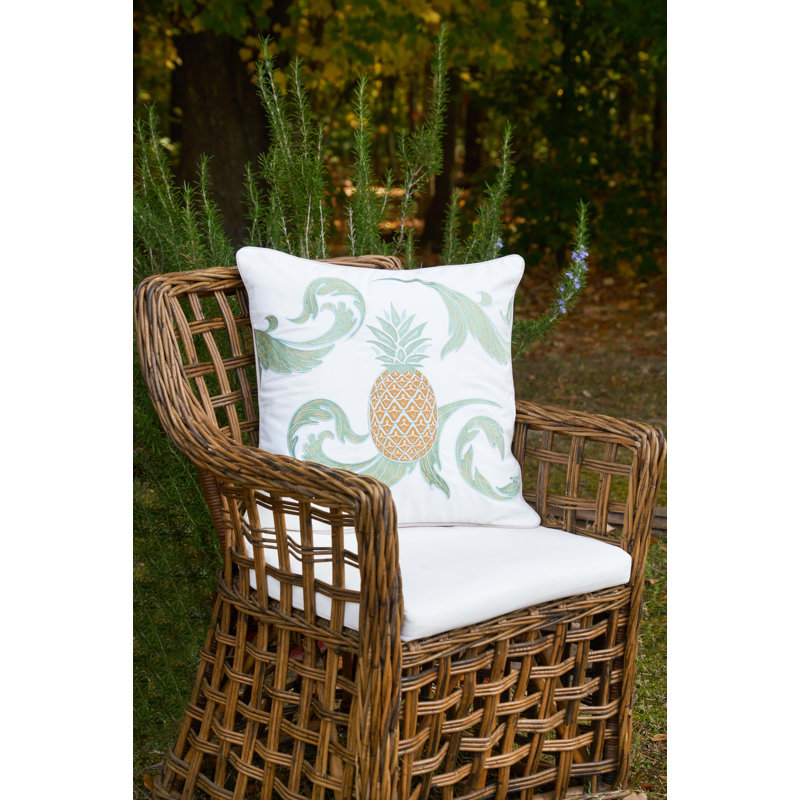 Pineapple Acanthus Indoor/Outdoor White Pillow