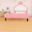 Lit simple princesse avec cadre en bois et tête de lit capitonnée-1904418589