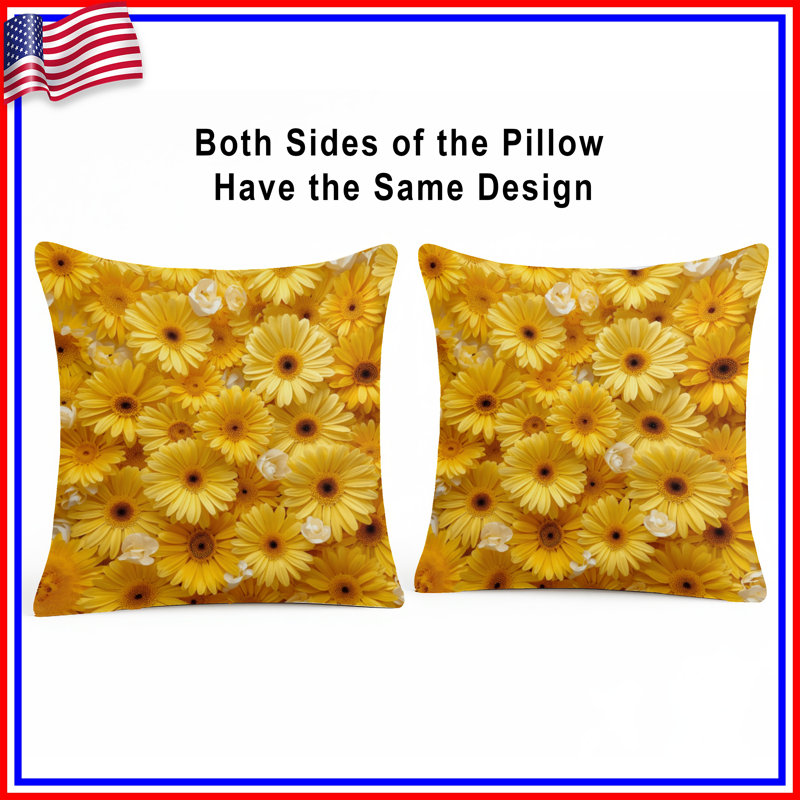 Yellow Gerbera Daisies Double Sided Throw Pillows, 18 x 18 inches