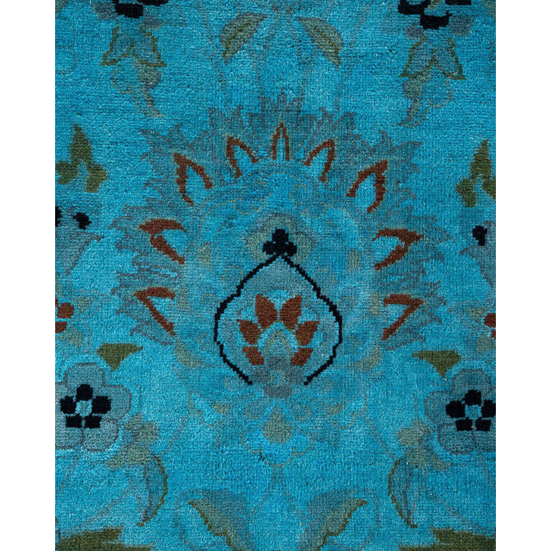 Tapis bleu unique de 10 pi 3 po x 14 pi 3 po Yakina