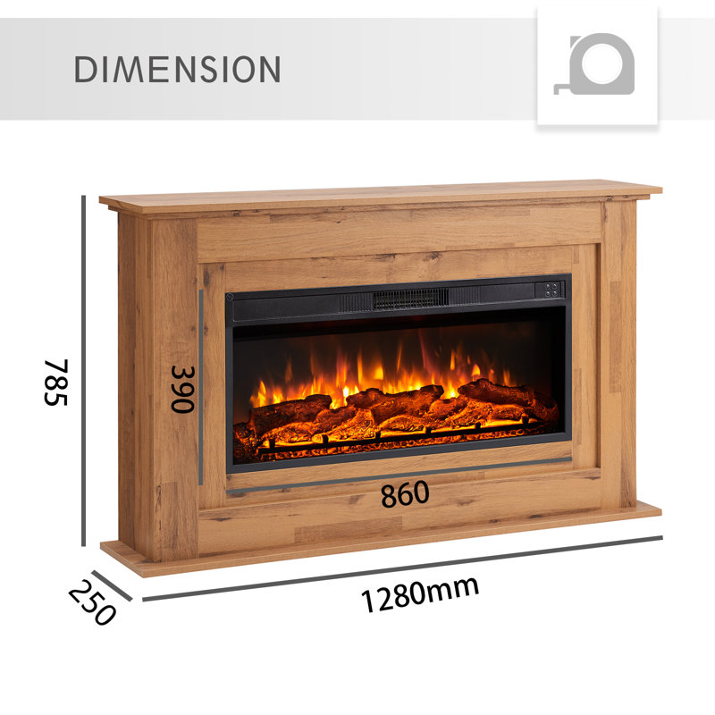SAVANNAH FLAMEKO Electric Fireplace, 78.5cm H x 128cm W x 25cm D, Dark Bronx Oak