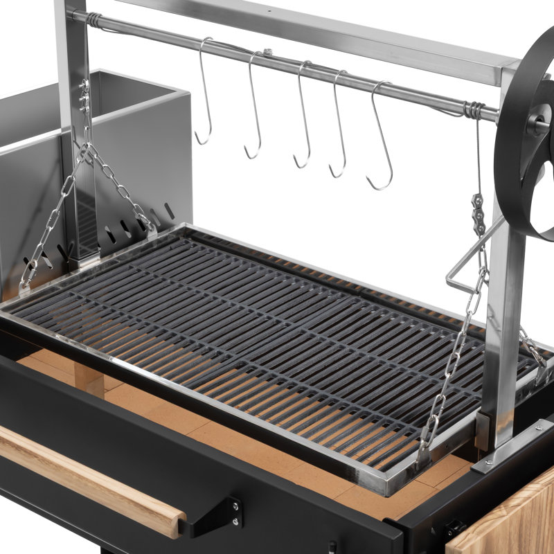 Barbecue d'extérieur réglable de 72 po en argent et charbon de bois Santa Maria