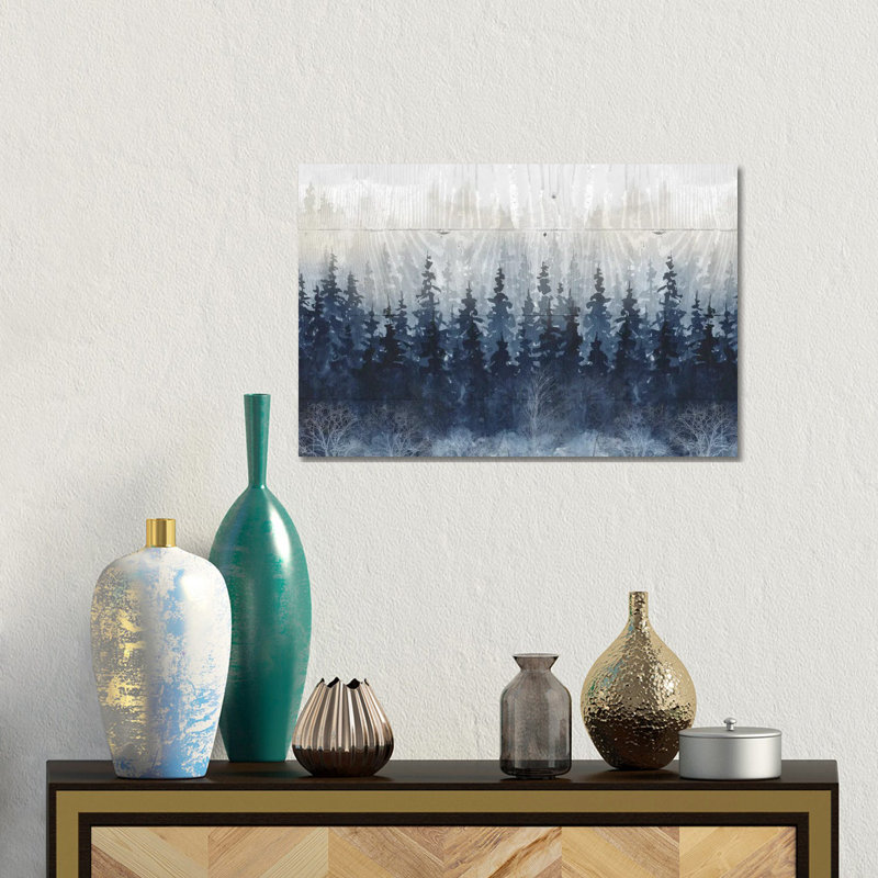 «Misty Indigo Forest» - Giclée sur toile tendue avec châssis, H 12 po x l 18 po