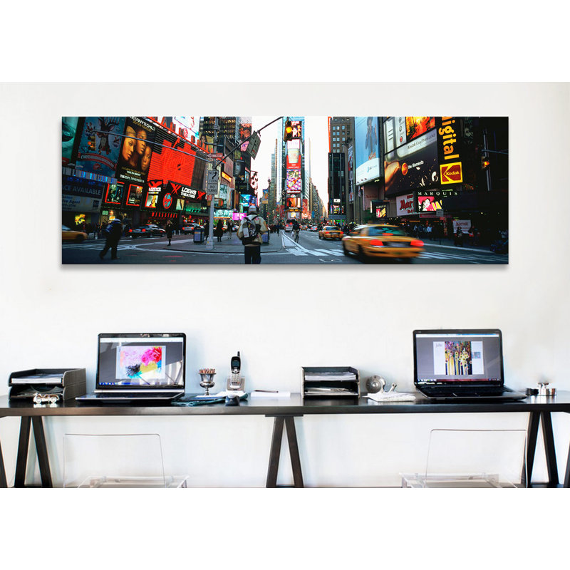 " Traffic On A Road, Times Square, New York City, New York, USA " by Panoramic Images, 12" H x 36" W x 1.5" D, Wrapped Canvas