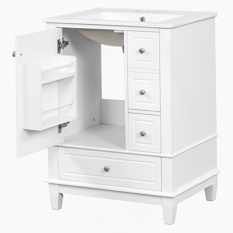Meuble-lavabo 24 po avec lavabo en céramique, Blanc