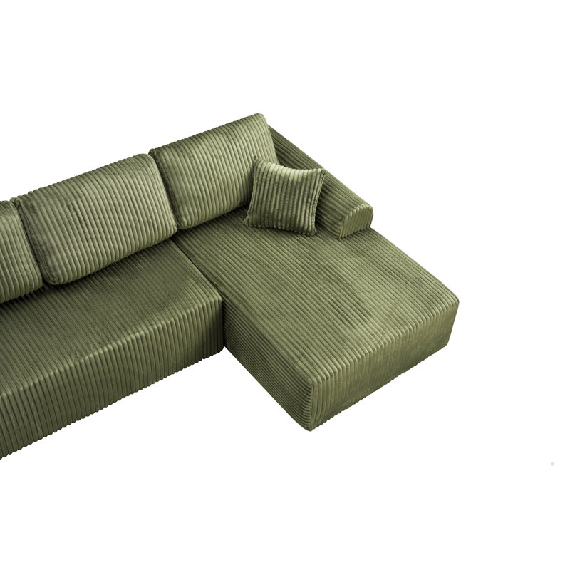 109.8-inch Cloud Modular Sectional Sofa Couch with L-Shape Chaise, Right Hand Facing, Green