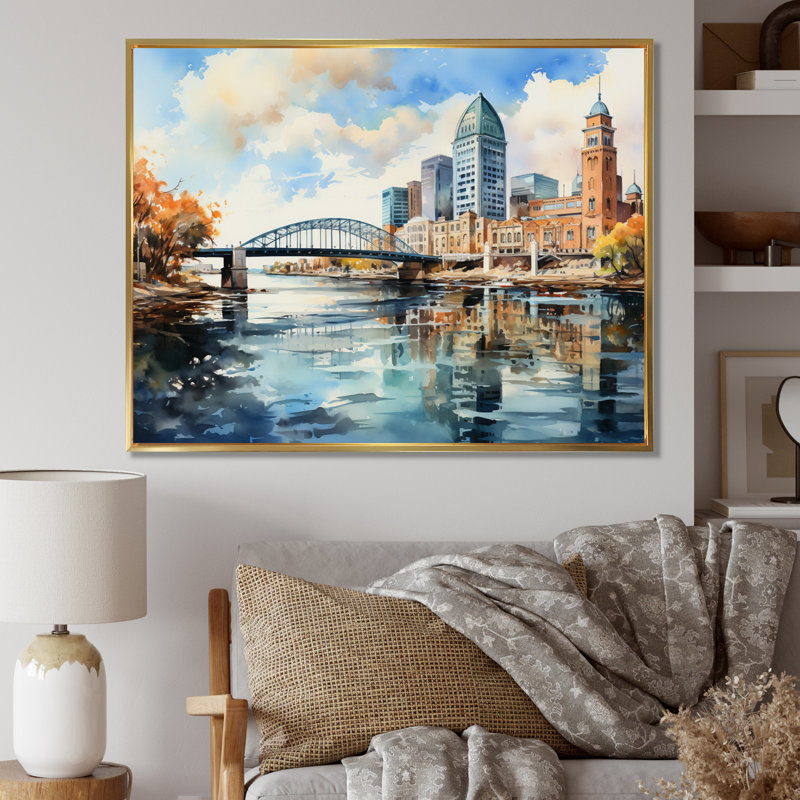 Jacksonville Bay Florida VI, reproduction d'art sur toile, H 24 po x l 32 po x P 1 po, Cadre flottant doré