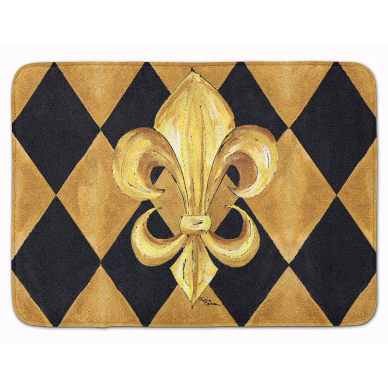 Tapis pour salle de bain en mousse à mémoire de forme nouvelle-orléans fleur de lis