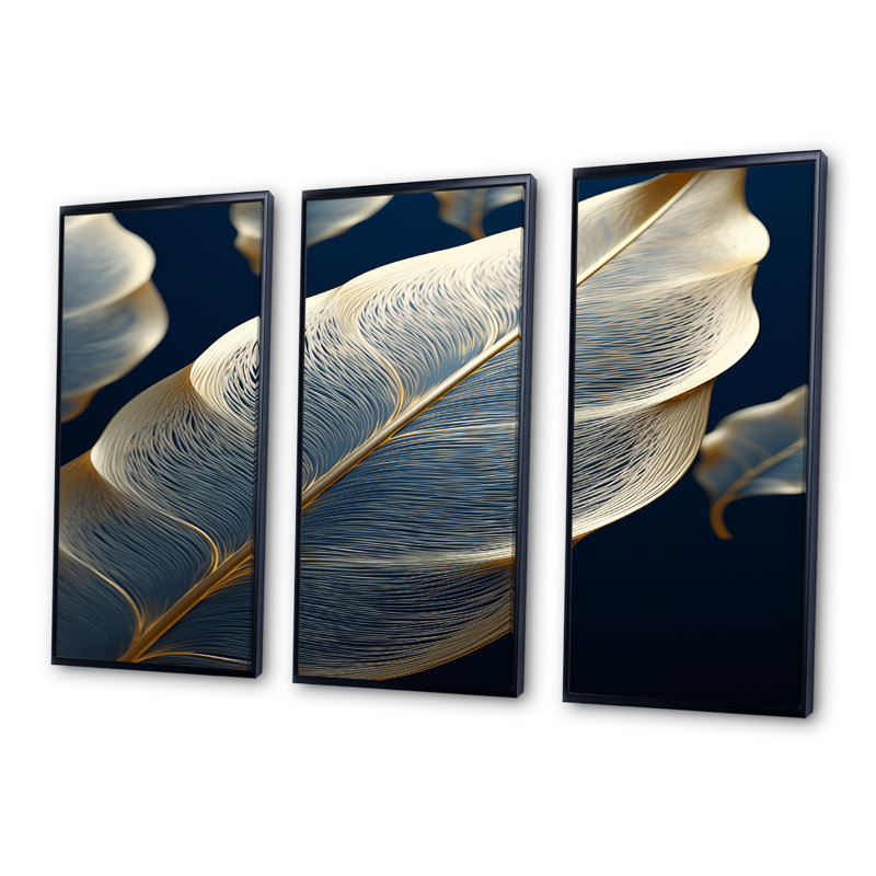 Ensemble de salon mural Laken - Leaves, Cadre flottant noir, H 28 po x l 36 po x P 1 po
