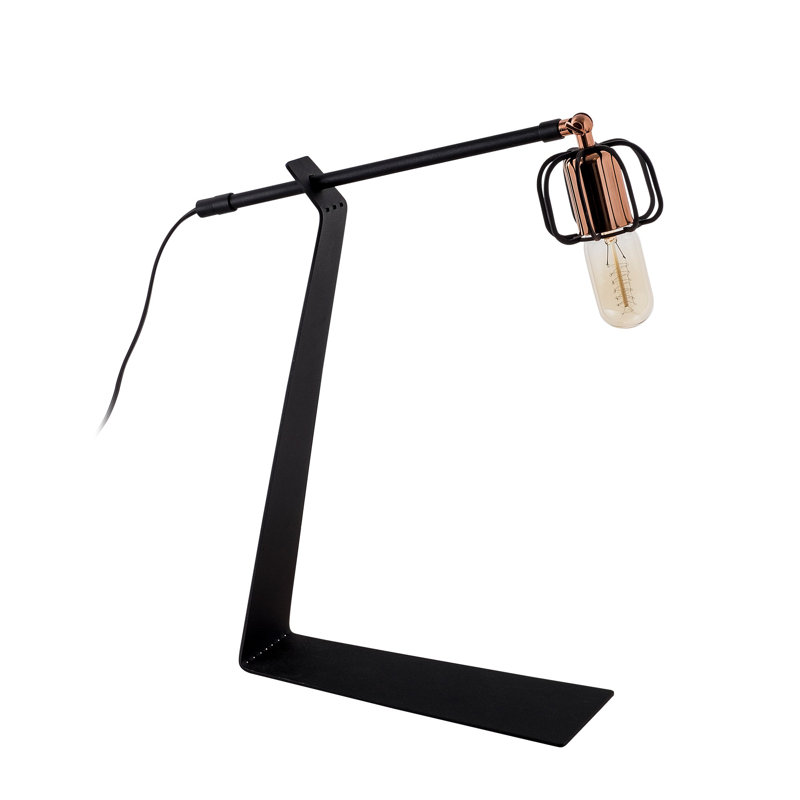 Lampe de bureau blanche 19,69 po Akram, Noir / Bronze, Noir