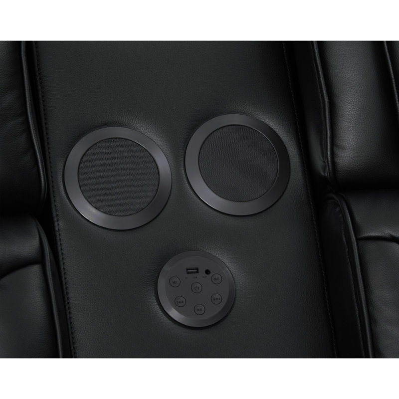 Causeuse inclinable électrique avec porte-gobelets Jasi, DEL, cuir noir Aire, Noir