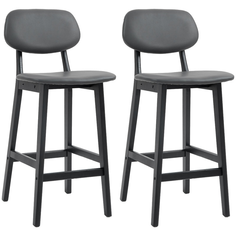 Valenza Upholstered 65cm Counter Stool with Solid Wood Frame, Grey