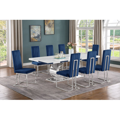 Bauke Marble Top Pedestal Dining Set
