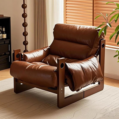 Méridienne ergonomique en bois massif, fauteuil d'appoint rembourré en coton et soie moelleux pour le salon, la chambre à coucher