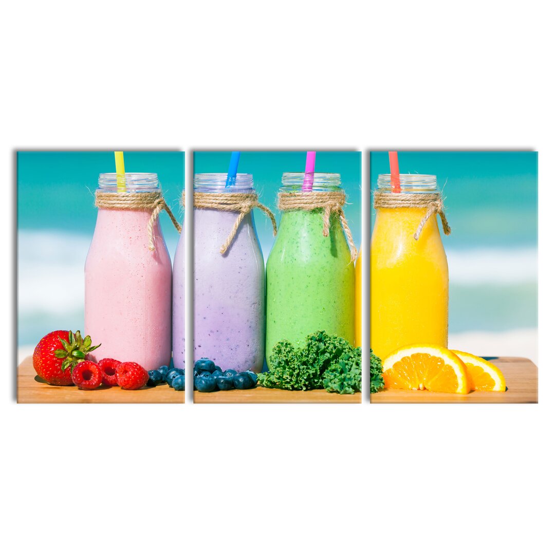 3-tlg. Leinwandbilder-Set Smoothies in Different Colours