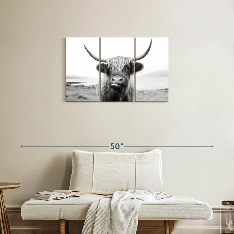 «Funny Highland Cow», reproduction d'art sur toile, H 20 po x l 33 po x P 1,25 po