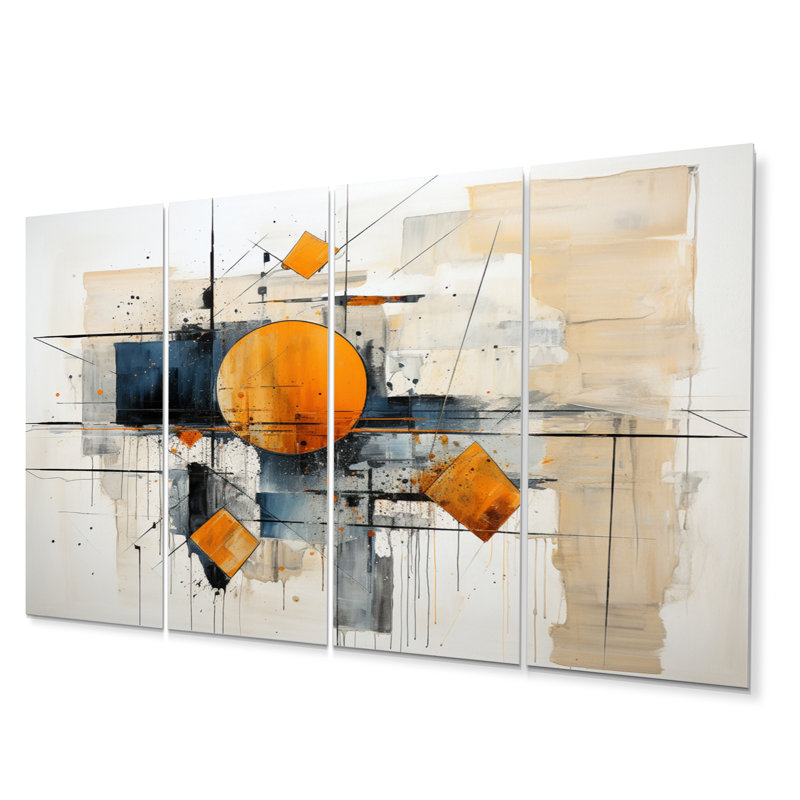 «Geometric Abstraction I», reproduction d'art abstraite, 4 panneaux, Metal