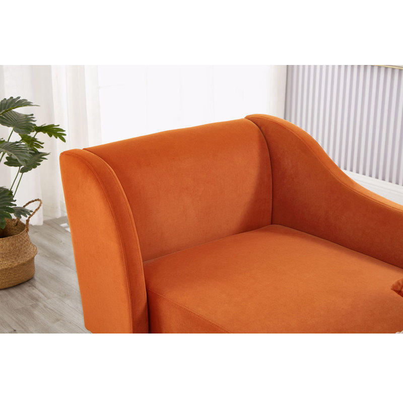 Banc rembourré en velours, Orange