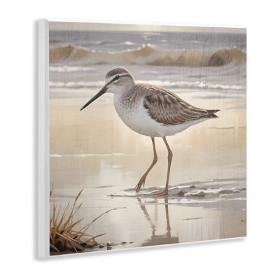 Plaque murale Wading Beach Sandpiper, design par Susan Arnot