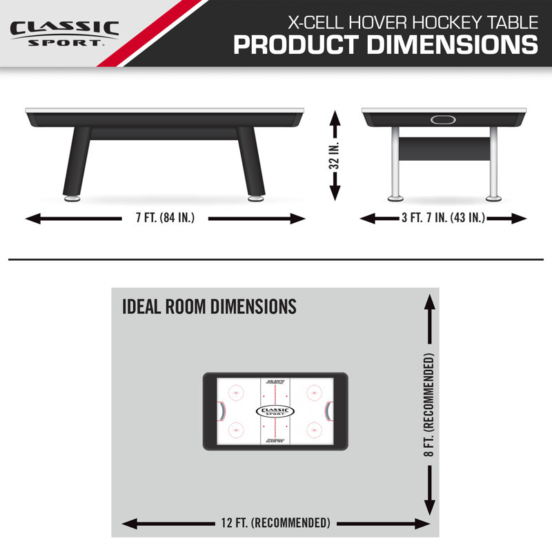 Classic Black and White 84" Air Hockey Table with LED Scoring