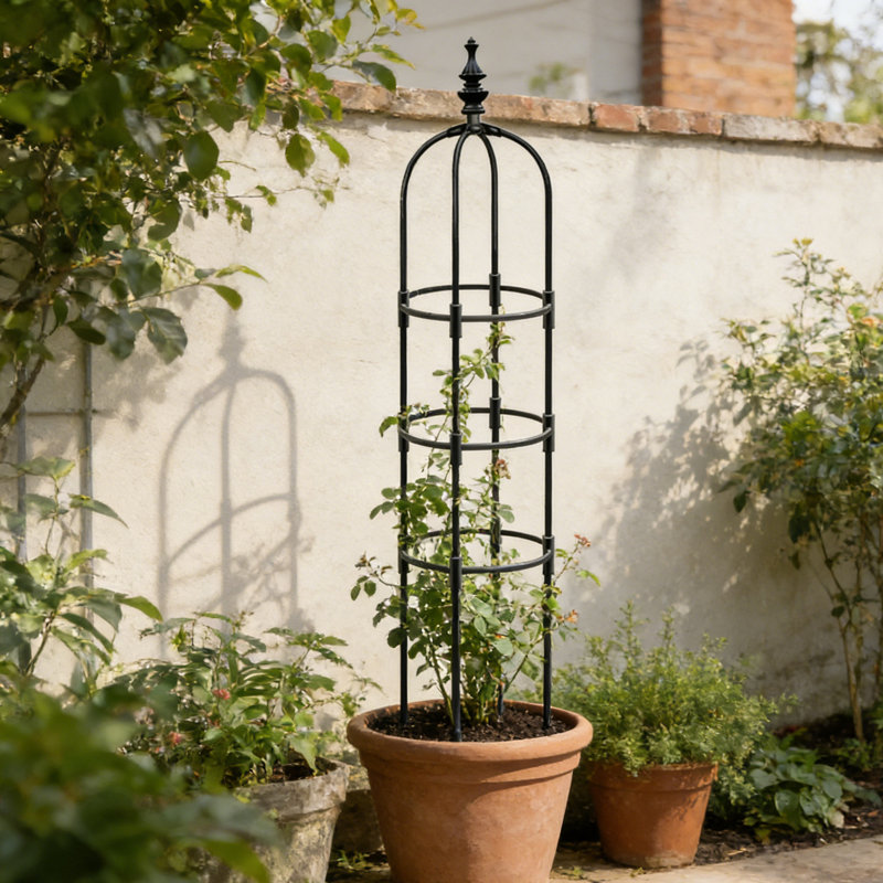 Treillis Obélisque pour plantes grimpantes Black Garden, 58" H x 9" W x 9" D