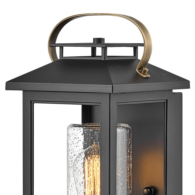 Atwater Outdoor Wall Lantern, 14" H x 6.5" W x 7" D, Black, Black
