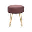 Rond moderne rose de 14 po avec des pieds dorés - Repose-pieds élégant pour diverses occasions de vie en tissu