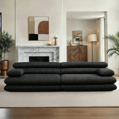 Boneless The Serenity Curved Sofa Linen-Blend Chenille A Fully Assembled