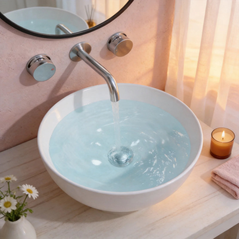 APRESSHUI 16'' Ceramic Circular Bathroom Sink