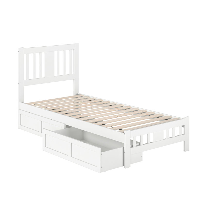 Yarelie Slat Storage Bed, White, Twin XL
