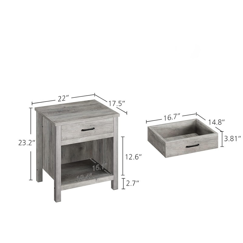 55.9cm W Manufactured Wood Bedside Table