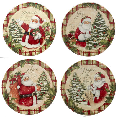 Certified International Holiday Wishes 4 Piece Bread and Butter Plate Set