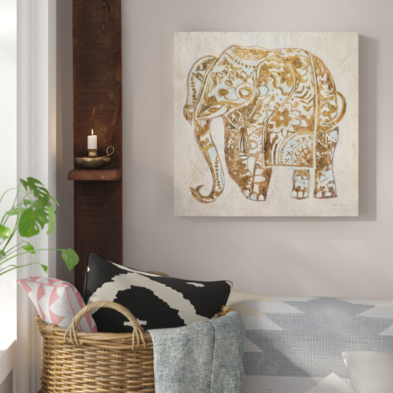 " Boho Elephant ", 24" H x 24" W, Wrapped Canvas, No Frame
