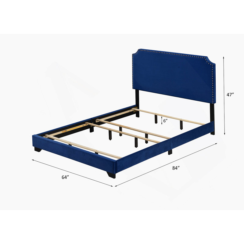 Grand lit en velours bleu Haemon