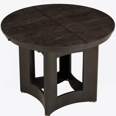 Farmhouse Extendable Round Dining Table With 16Inch Removable Leaf For Small Places, Espresso