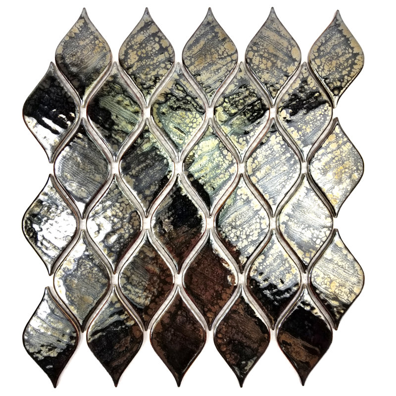 Carreau de mosaïque en porcelaine 2 po x 4 po Monet Tiffany, Noir Camille