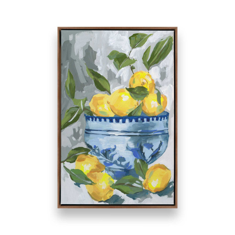Indigo et citron II par Melissa Wang, reproduction d'art, Brun, H 32 po x l 24 po