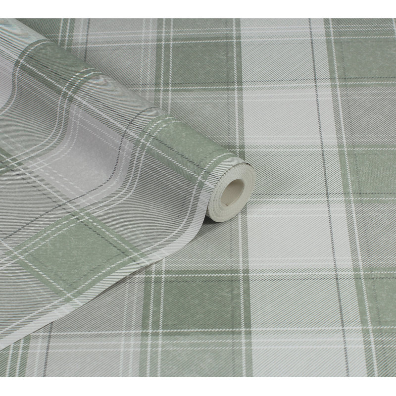 Papier peint à carreaux vert Rita