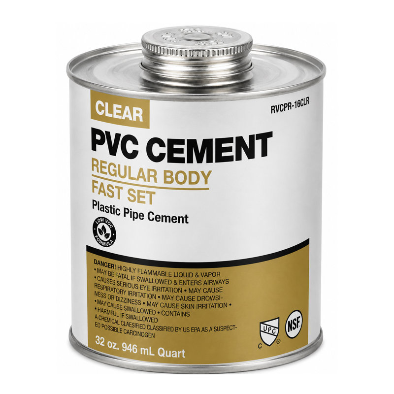 SUPPLYGIANT Colle à soudure rapide à base de ciment en PVC transparent transparent 32 oz pour tuyaux et raccords en PVC à faible teneur en COV